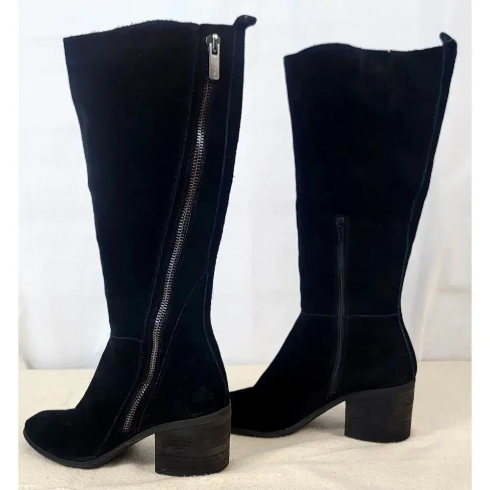 Carlos Santana Ashbury Black Faux Suede Knee High Boho Festival Boots 10